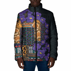 Africa Violets Flowers Padded Jacket Mix Native Tribal Pattern