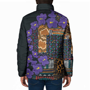 Africa Violets Flowers Padded Jacket Mix Native Tribal Pattern