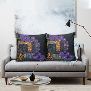 Africa Violets Flowers Pillow Cover Mix Native Tribal Pattern