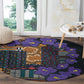 Afro Violets Flowers Round Carpet Mix Native Tribal Pattern