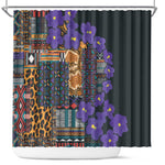 Afro Violets Flowers Shower Curtain Mix Native Tribal Pattern