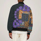 Afro Violets Flowers Sleeve Zip Bomber Jacket Mix Native Tribal Pattern