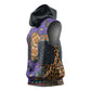 Afro Violets Flowers Sleeveless Hoodie Mix Native Tribal Pattern - African Pride