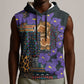 Afro Violets Flowers Sleeveless Hoodie Mix Native Tribal Pattern - African Pride
