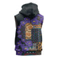 Afro Violets Flowers Sleeveless Zip Hoodie Mix Native Tribal Pattern - African Pride