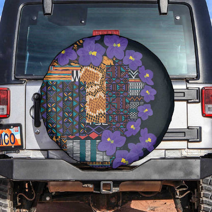Afro Violets Flowers Spare Tire Cover Mix Native Tribal Pattern