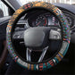 Afro Violets Flowers Steering Wheel Cover Mix Native Tribal Pattern