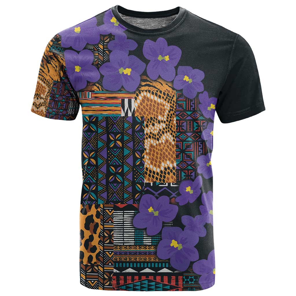 Afro Violets Flowers T shirt Mix Native Tribal Pattern