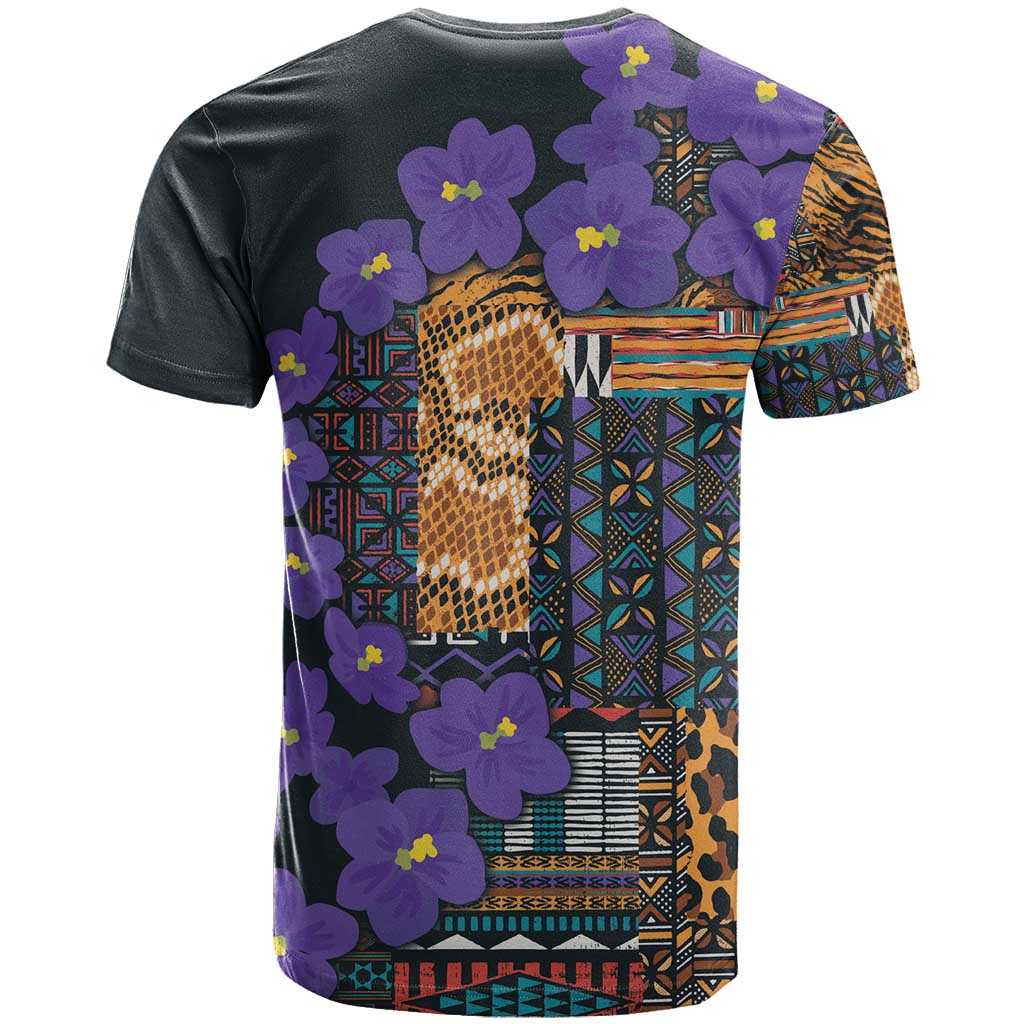 Afro Violets Flowers T shirt Mix Native Tribal Pattern