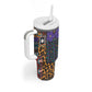 Afro Violets Flowers Tumbler With Handle Mix Native Tribal Pattern