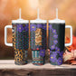 Afro Violets Flowers Tumbler With Handle Mix Native Tribal Pattern