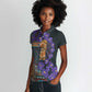 Afro Violets Flowers Women Polo Shirt Mix Native Tribal Pattern
