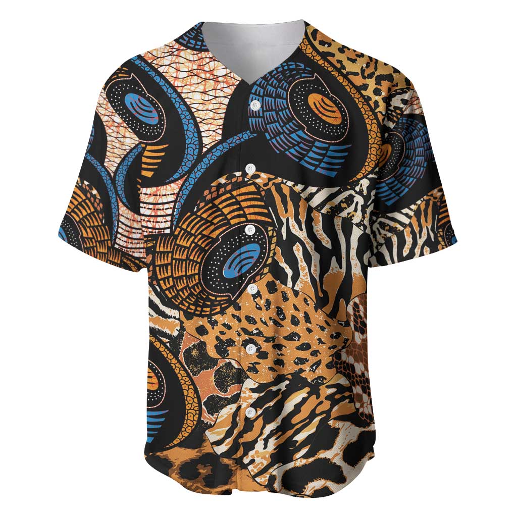 African Ankara Motifs Mixed Animal Skins Baseball Jersey