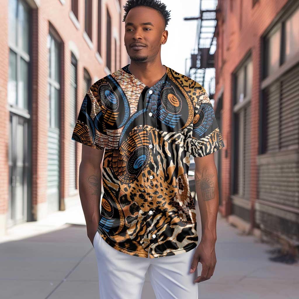 African Ankara Motifs Mixed Animal Skins Baseball Jersey