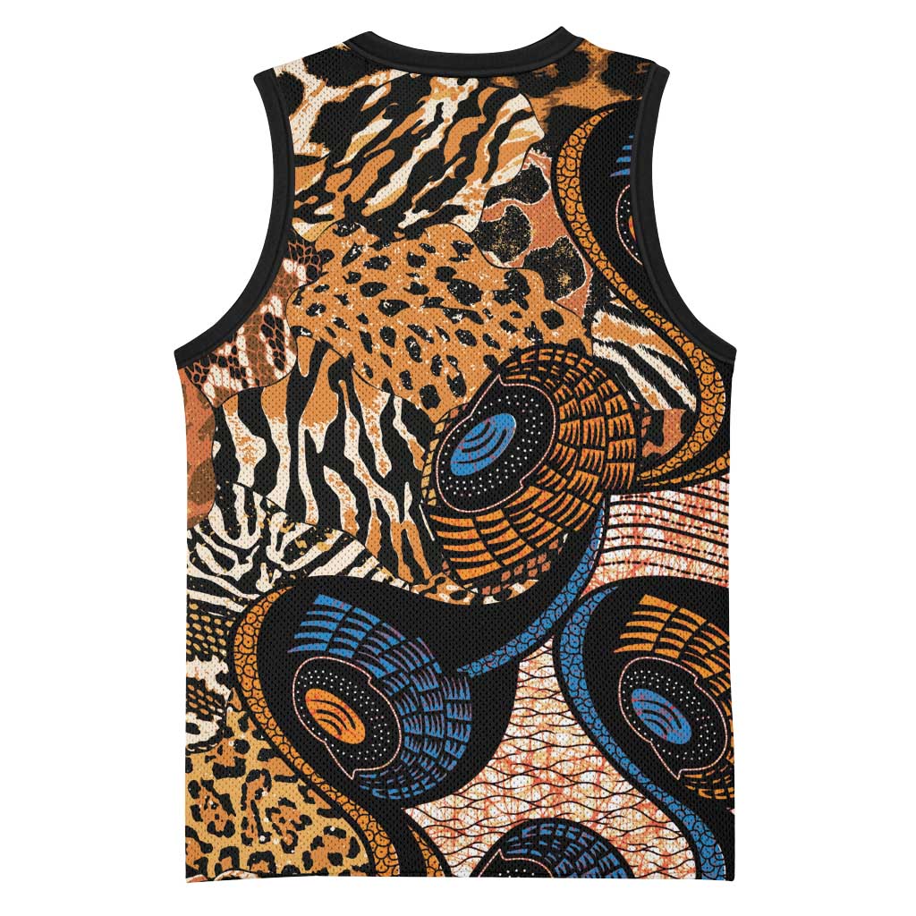 African Ankara Motifs Mixed Animal Skins Basketball Jersey LT9