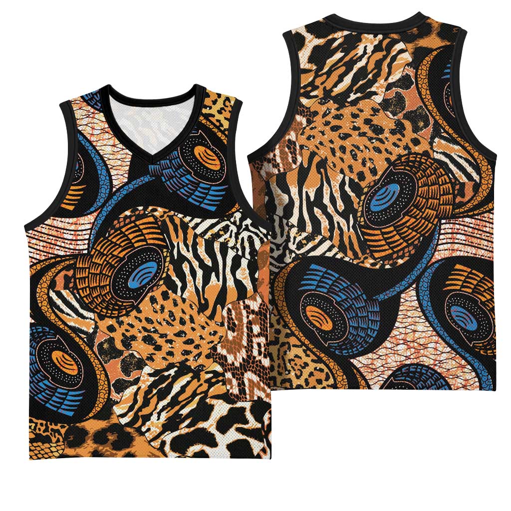 African Ankara Motifs Mixed Animal Skins Basketball Jersey LT9