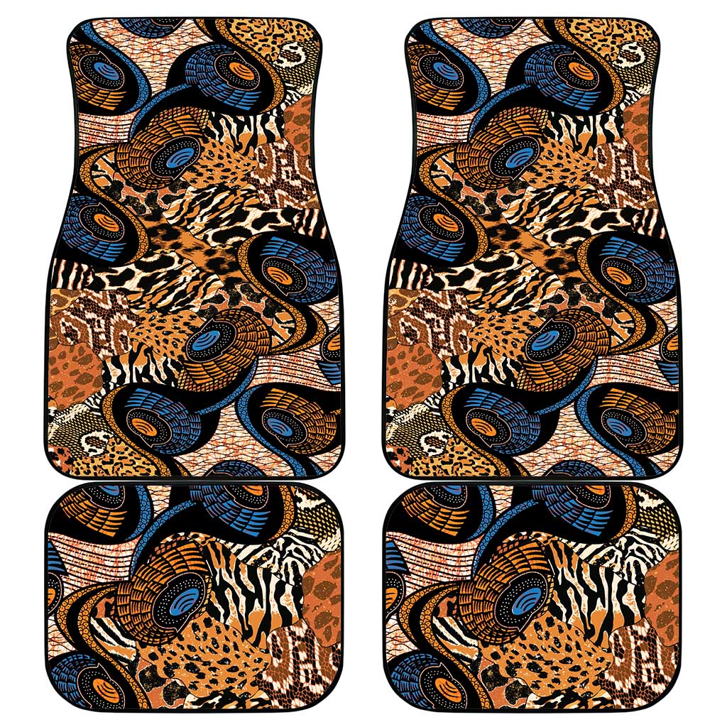 African Ankara Motifs Mixed Animal Skins Car Mats