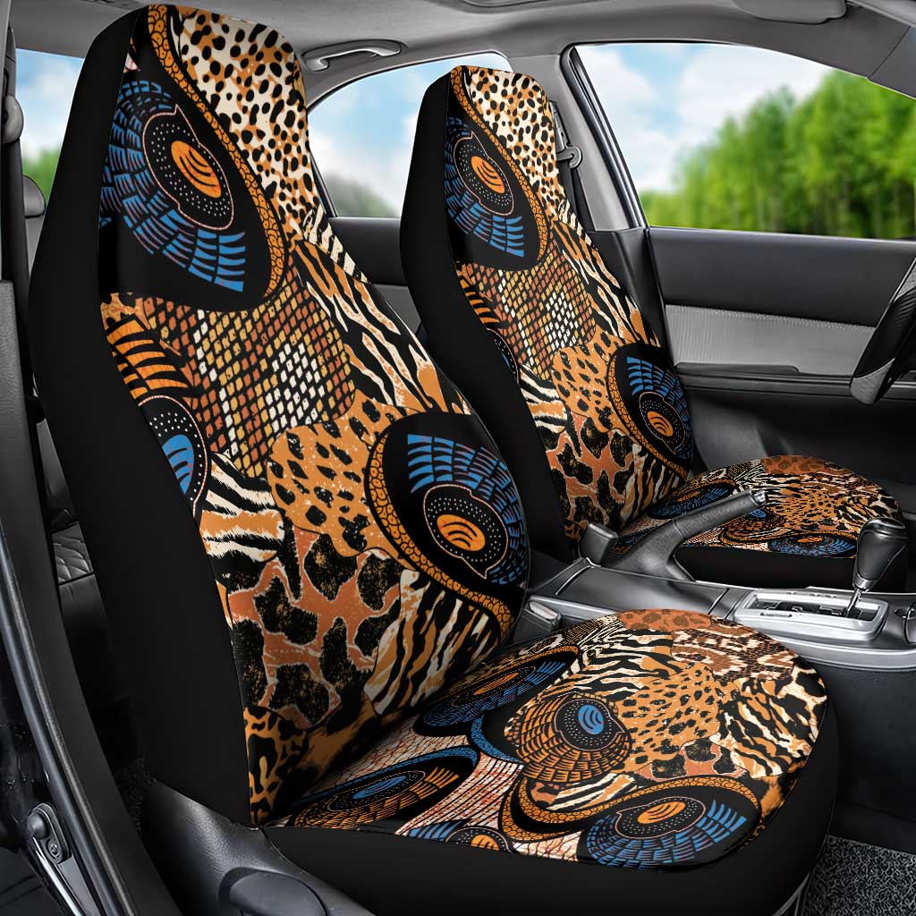 African Ankara Motifs Mixed Animal Skins Car Seat Cover