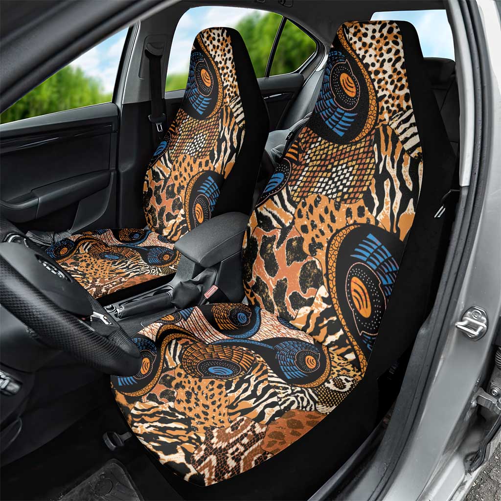 African Ankara Motifs Mixed Animal Skins Car Seat Cover