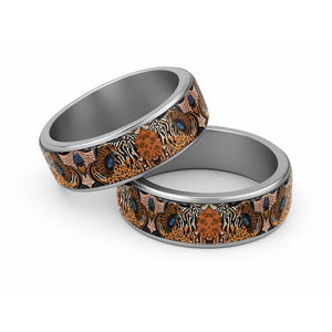 African Ankara Motifs Mixed Animal Skins Classic Ring - African Pride
