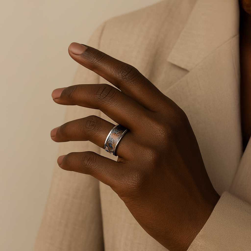 African Ankara Motifs Mixed Animal Skins Classic Ring - African Pride