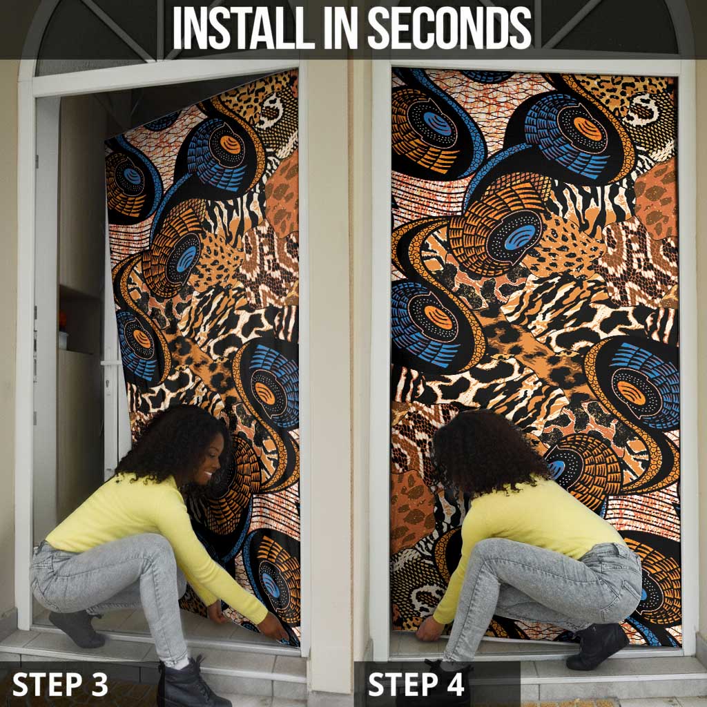 African Ankara Motifs Mixed Animal Skins Door Cover