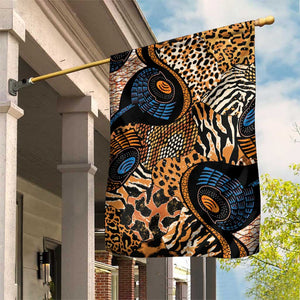 African Ankara Motifs Mixed Animal Skins Garden Flag