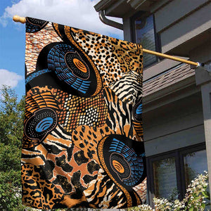 African Ankara Motifs Mixed Animal Skins Garden Flag
