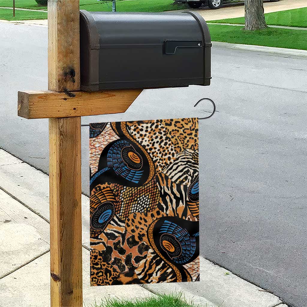 African Ankara Motifs Mixed Animal Skins Garden Flag