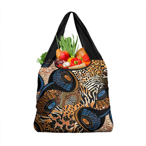 African Ankara Motifs Mixed Animal Skins Grocery Bag