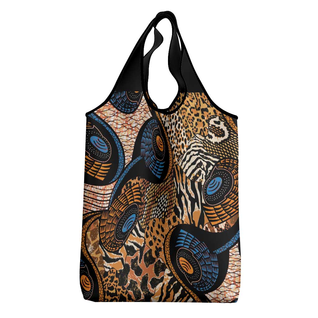 African Ankara Motifs Mixed Animal Skins Grocery Bag