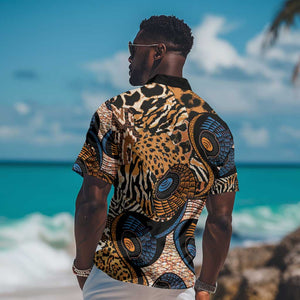 African Ankara Motifs Mixed Animal Skins Hawaiian Shirt