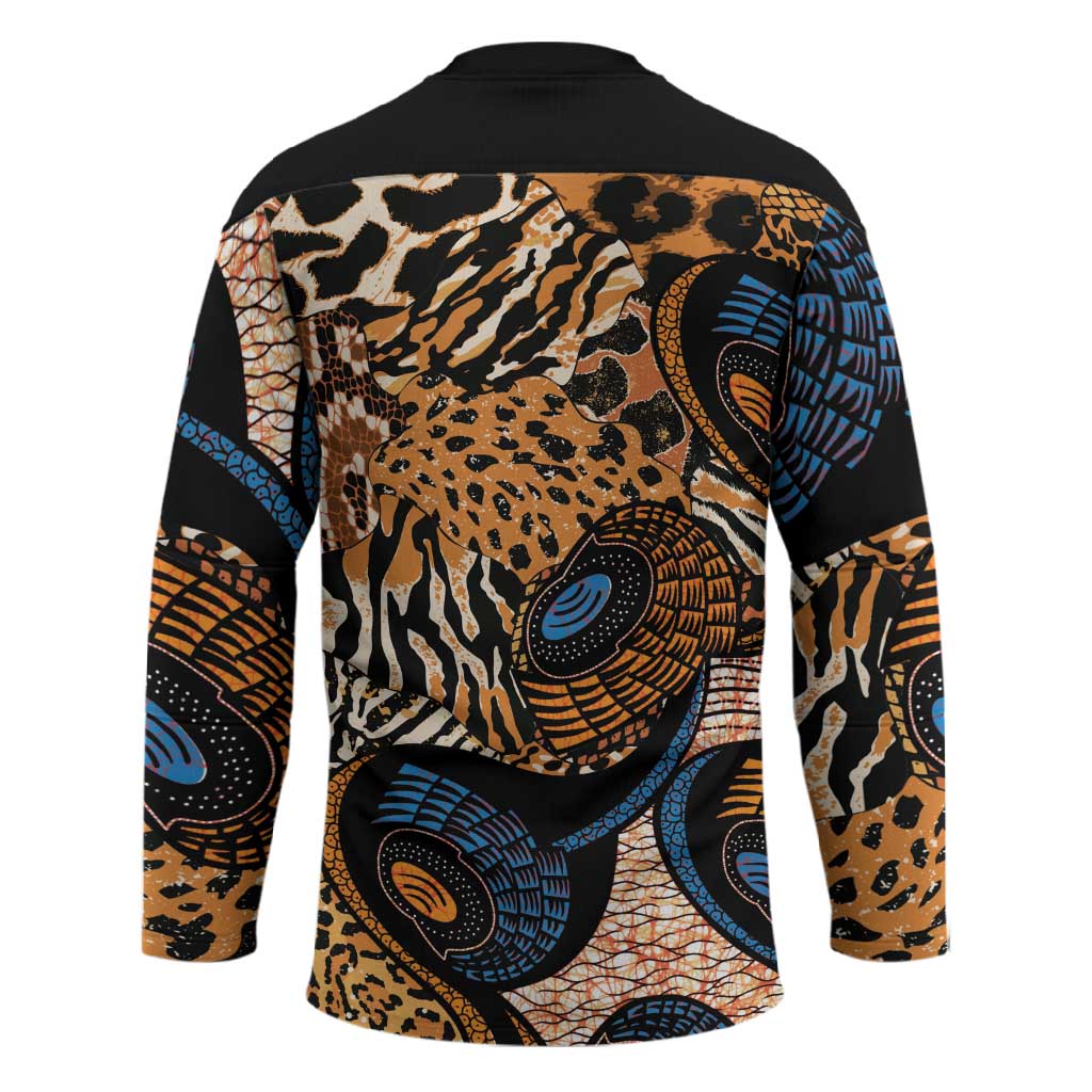 African Ankara Motifs Mixed Animal Skins Hockey Jersey
