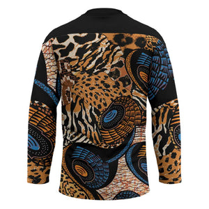 African Ankara Motifs Mixed Animal Skins Hockey Jersey
