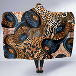 African Ankara Motifs Mixed Animal Skins Hooded Blanket