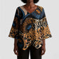 African Ankara Motifs Mixed Animal Skins Kimono Sleeve Blouse