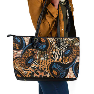African Ankara Motifs Mixed Animal Skins Leather Tote Bag