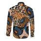 African Ankara Motifs Mixed Animal Skins Long Sleeve Button Shirt