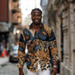 African Ankara Motifs Mixed Animal Skins Long Sleeve Button Shirt