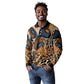 African Ankara Motifs Mixed Animal Skins Long Sleeve Polo Shirt