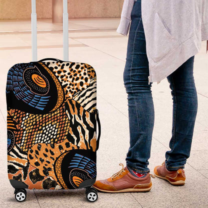African Ankara Motifs Mixed Animal Skins Luggage Cover