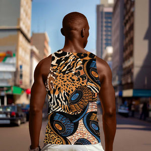 African Ankara Motifs Mixed Animal Skins Men Tank Top