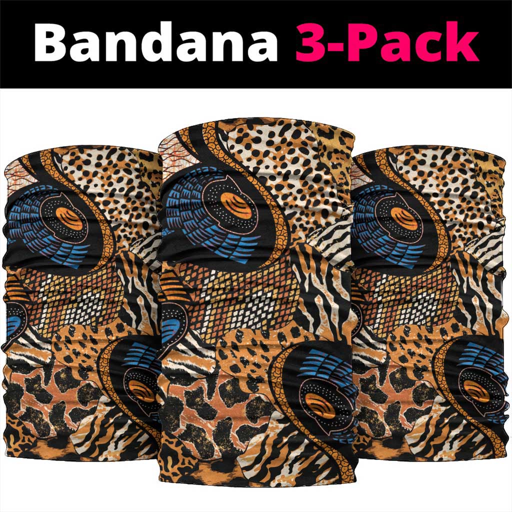 African Ankara Motifs Mixed Animal Skins Neck Gaiter LT9