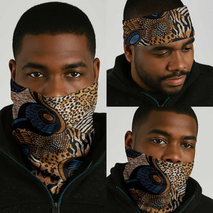 African Ankara Motifs Mixed Animal Skins Neck Gaiter LT9