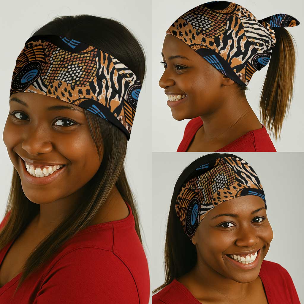 African Ankara Motifs Mixed Animal Skins Neck Gaiter LT9