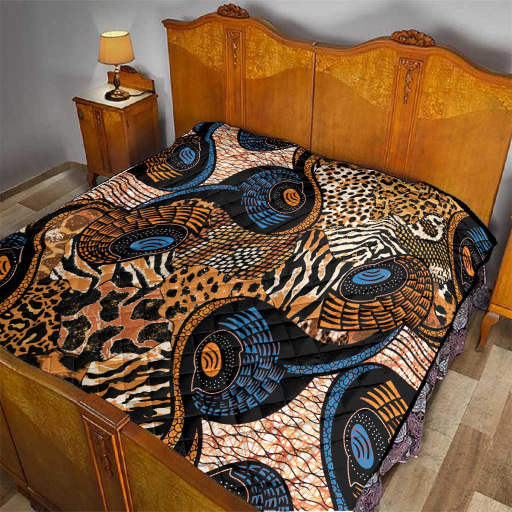 African Ankara Motifs Mixed Animal Skins Quilt
