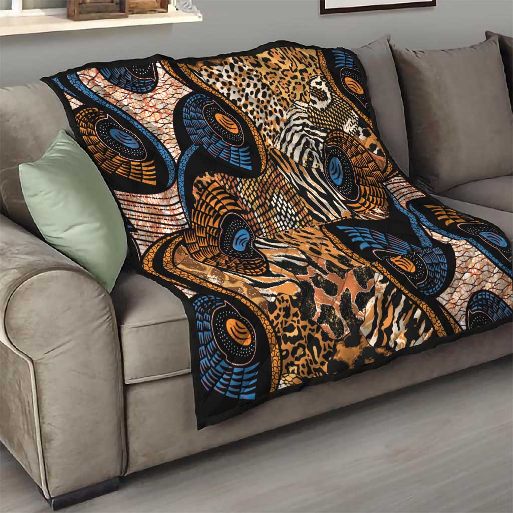 African Ankara Motifs Mixed Animal Skins Quilt