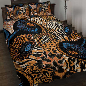 African Ankara Motifs Mixed Animal Skins Quilt Bed Set