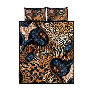 African Ankara Motifs Mixed Animal Skins Quilt Bed Set