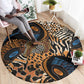 African Ankara Motifs Mixed Animal Skins Round Carpet